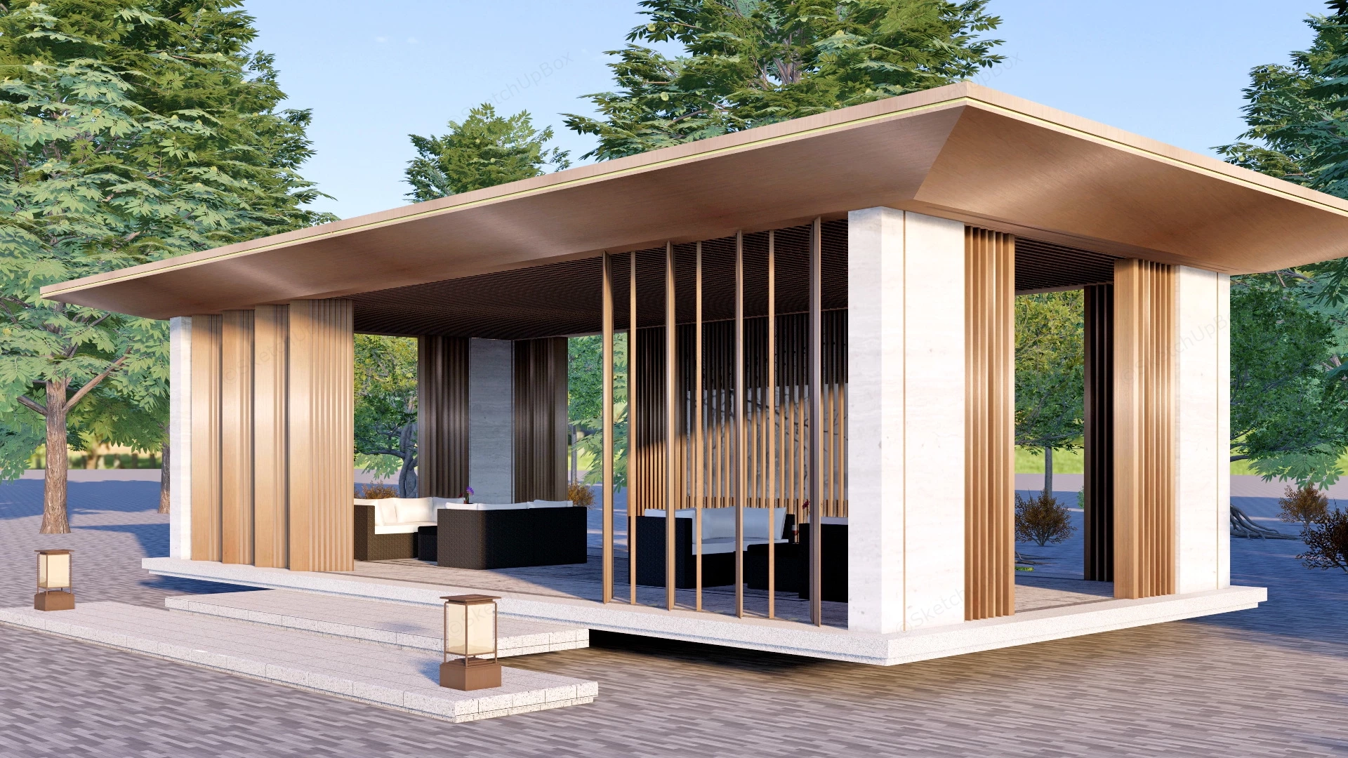 Outdoor Patio Gazebo sketchup model preview - SketchupBox