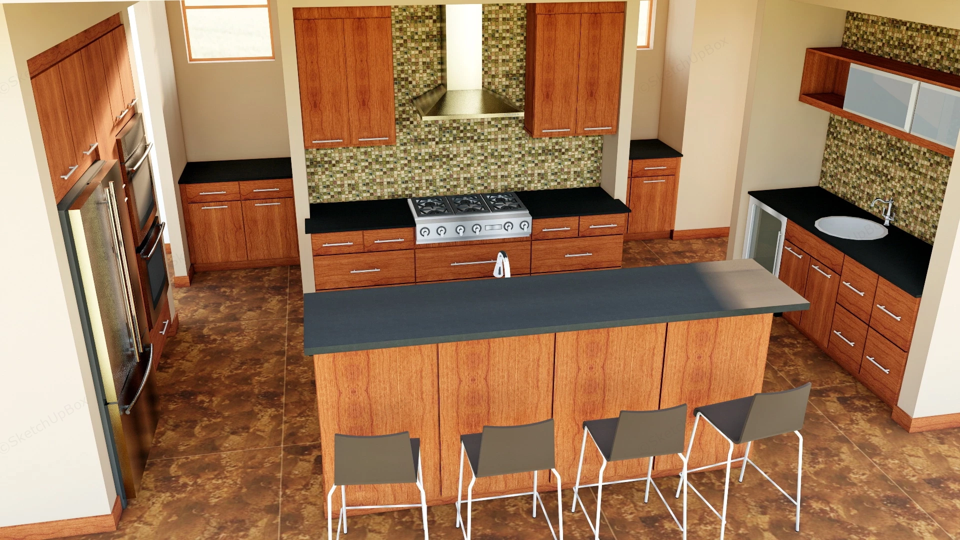 Traditional Kitchen With Island sketchup model preview - SketchupBox