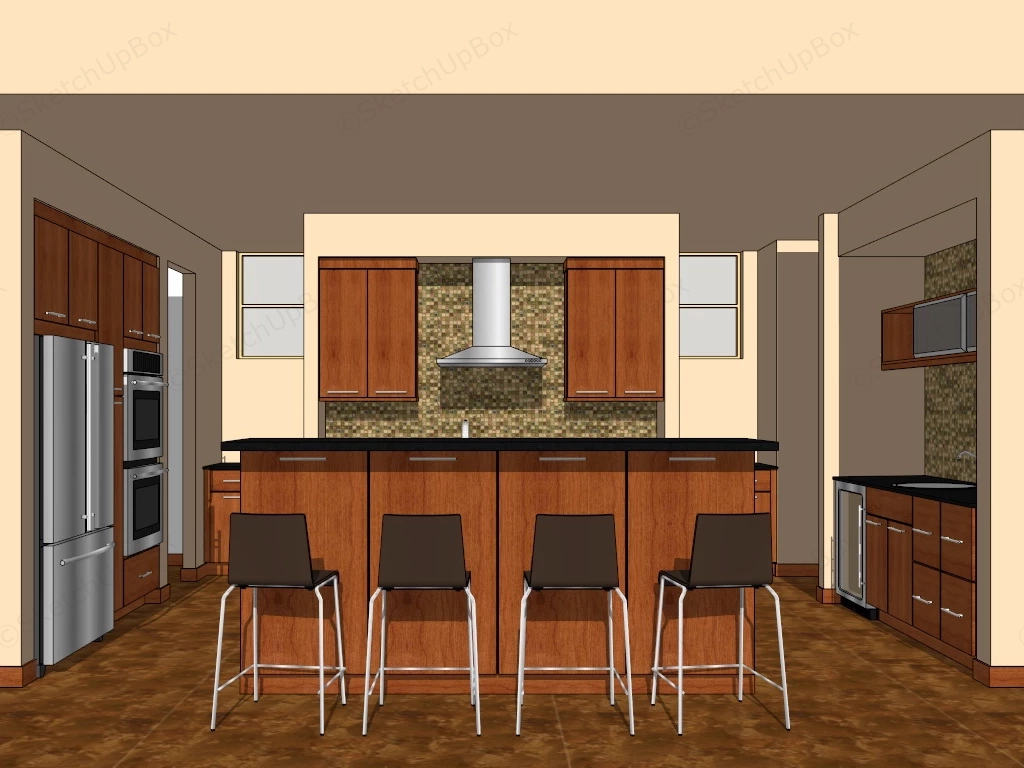 Traditional Kitchen With Island sketchup model preview - SketchupBox