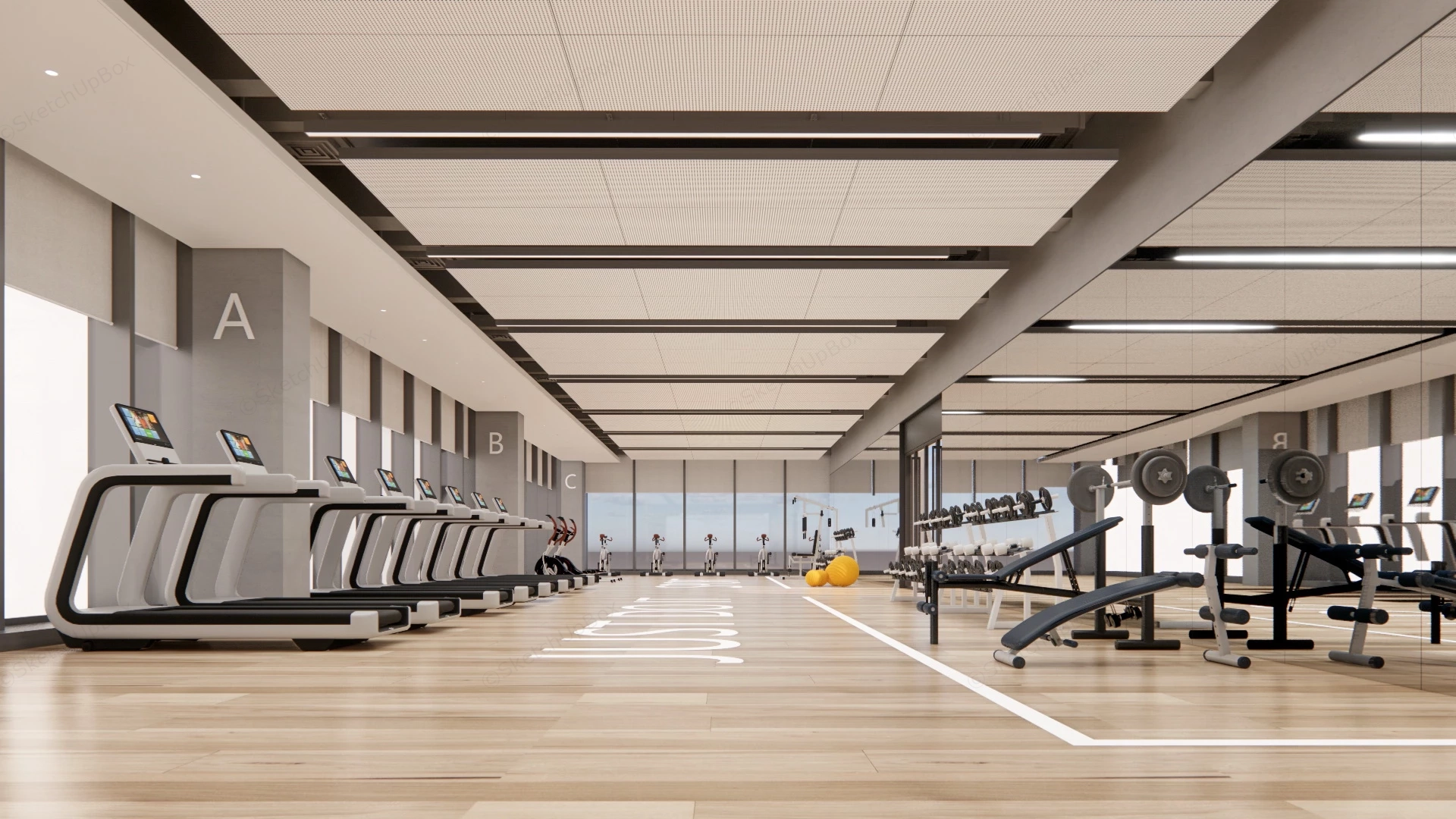 Gym Fitness Center sketchup model preview - SketchupBox