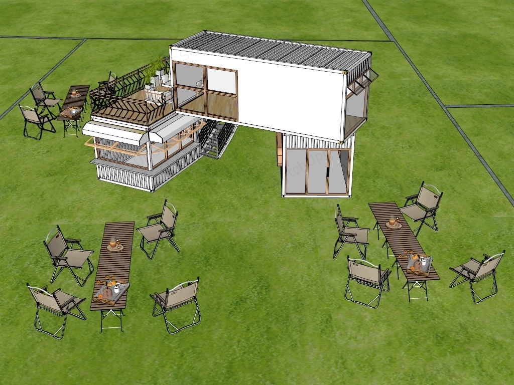 Shipping Container Coffee Shop sketchup model preview - SketchupBox