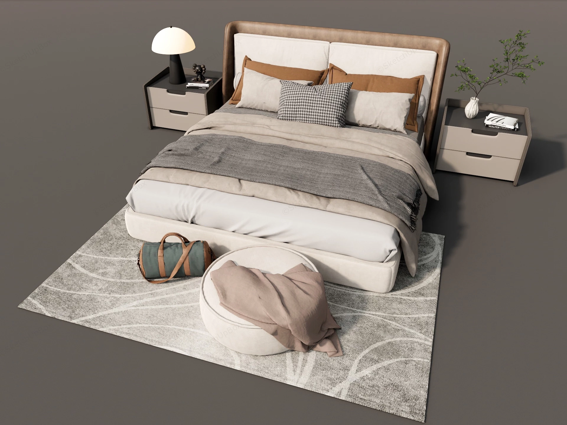 Modern 4 Piece Bedroom Set sketchup model preview - SketchupBox