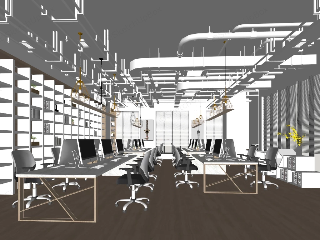 Modern Industrial Office Design sketchup model preview - SketchupBox