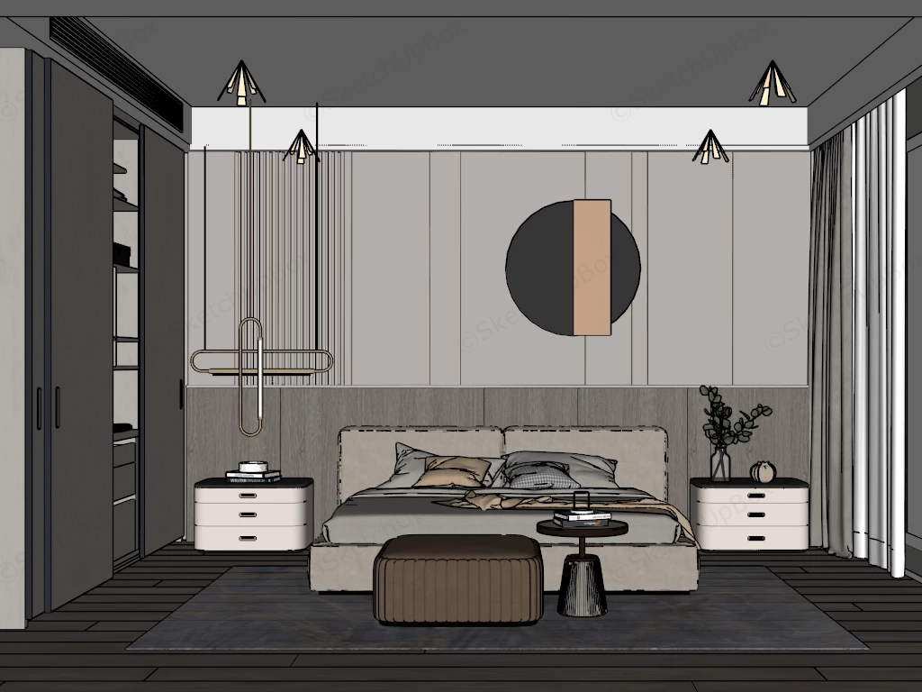 Beautiful Neutral Bedroom sketchup model preview - SketchupBox