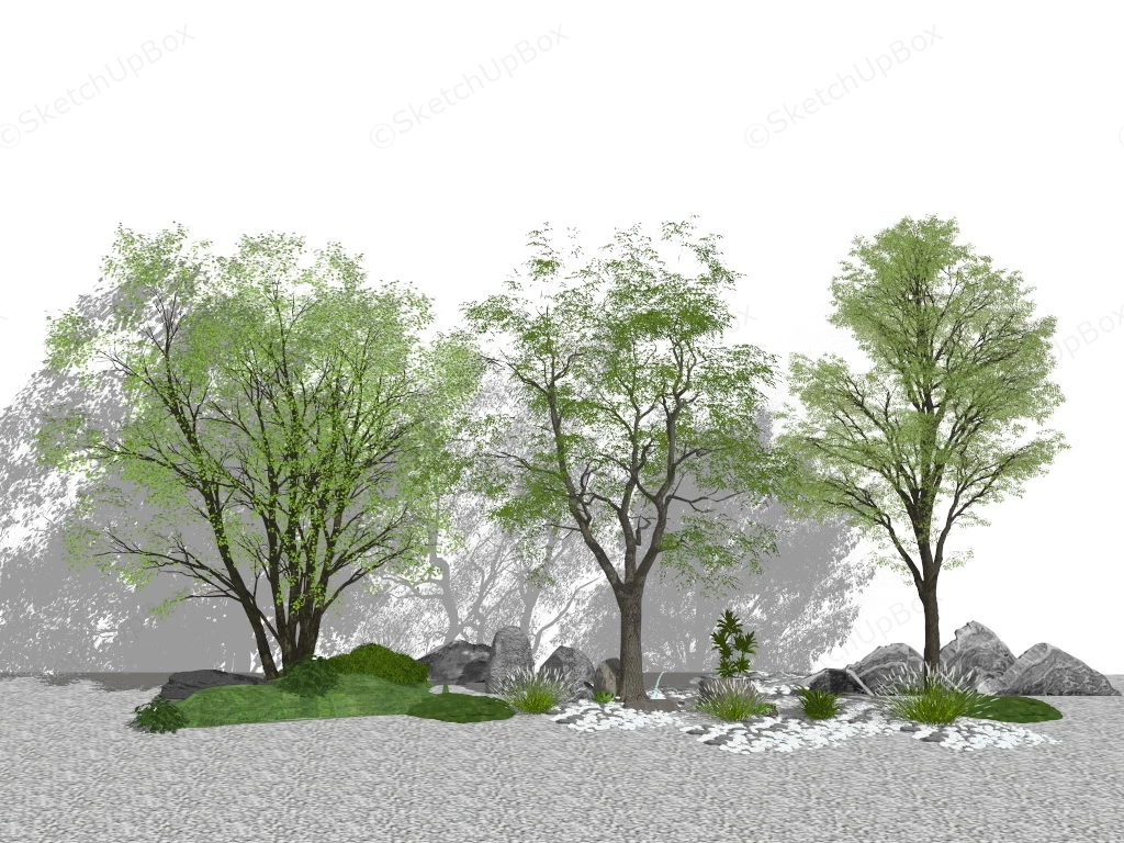 Backyard Landscaping Trees sketchup model preview - SketchupBox