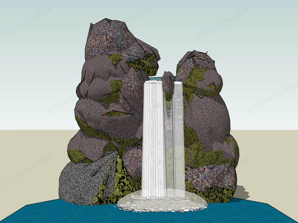 Rock Garden Waterfall sketchup model preview - SketchupBox