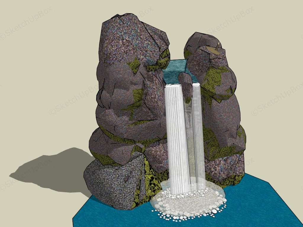 Rock Garden Waterfall sketchup model preview - SketchupBox
