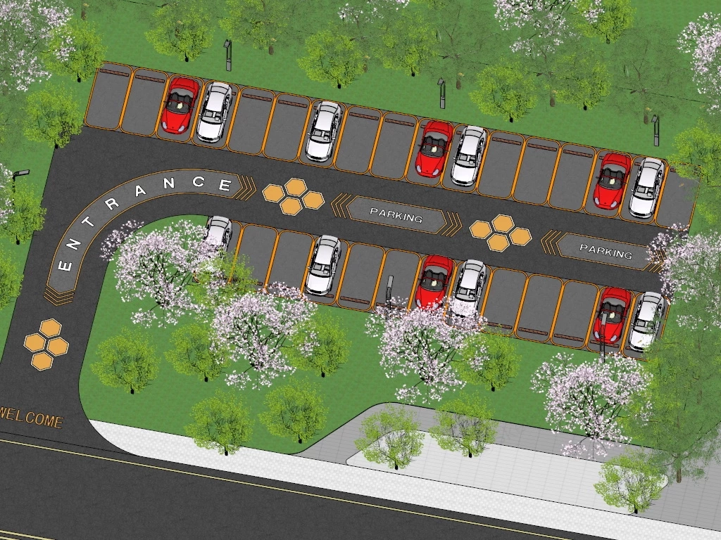 Commercial Parking Lot Design sketchup model preview - SketchupBox