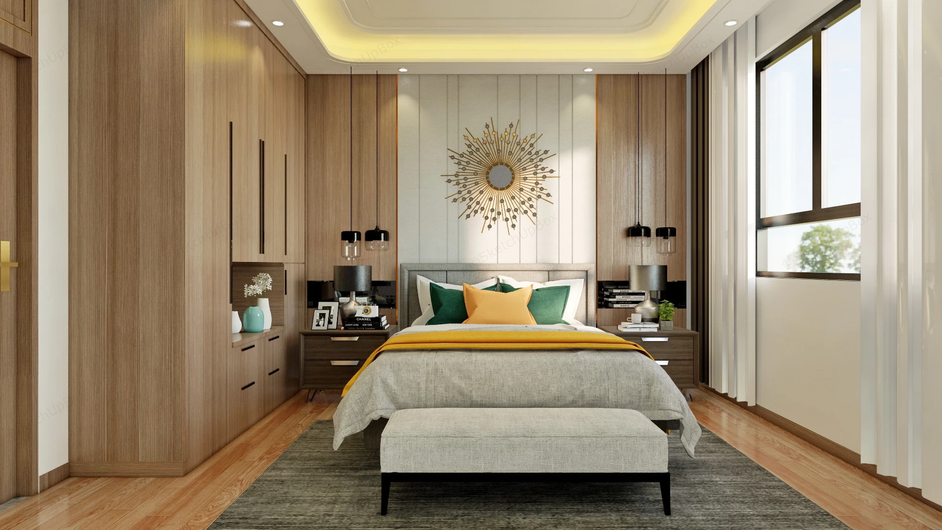 Organic Modern Bedroom Decor sketchup model preview - SketchupBox