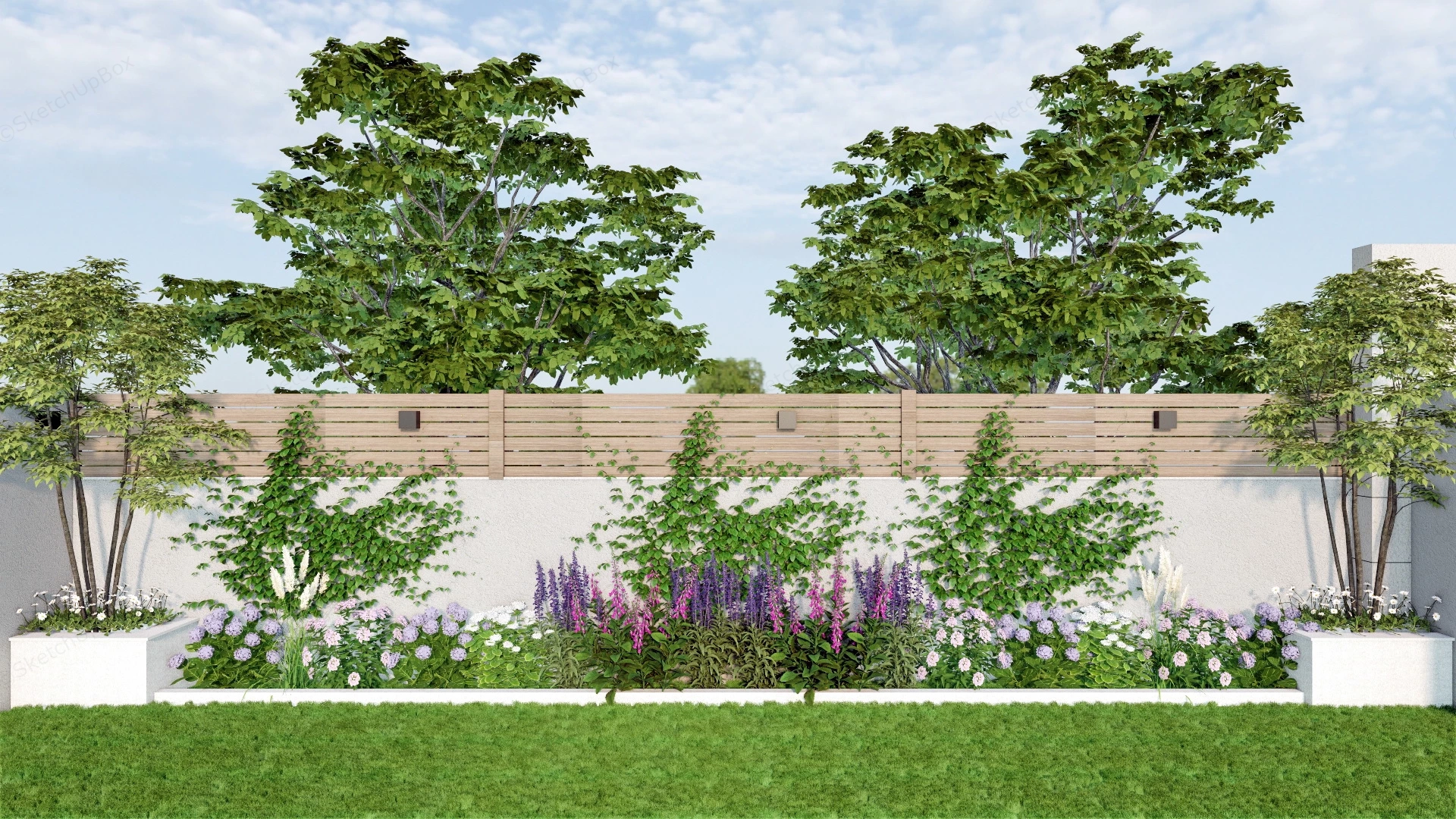 Garden Bed With Privacy Wall sketchup model preview - SketchupBox