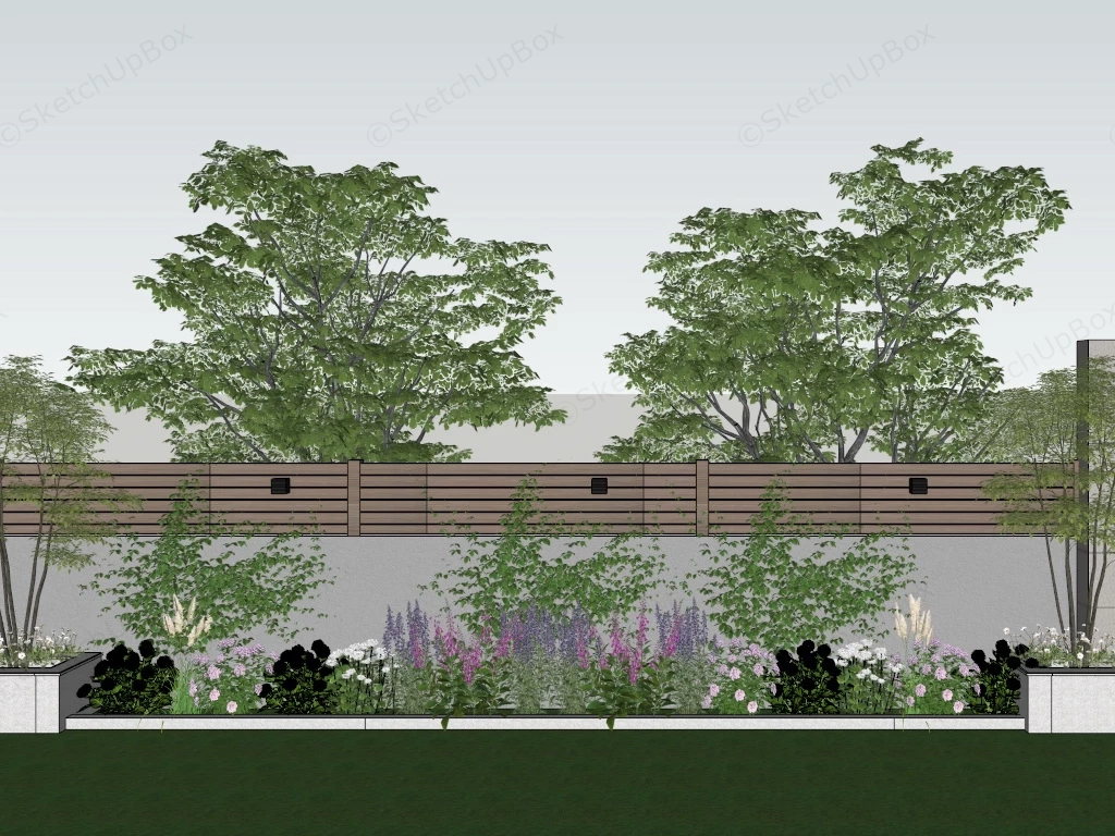 Garden Bed With Privacy Wall sketchup model preview - SketchupBox