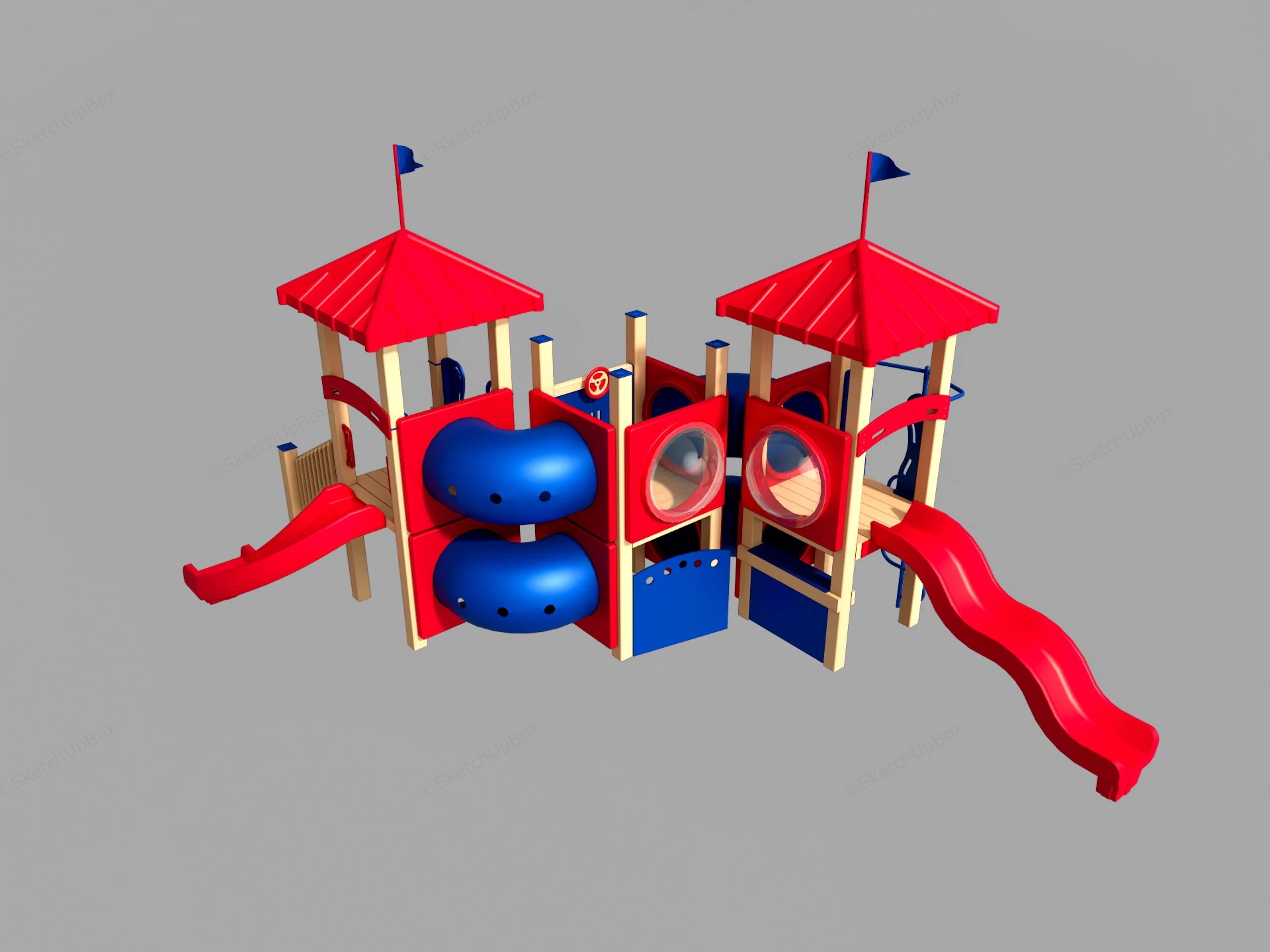 Red And Blue Playground Equipment sketchup model preview - SketchupBox