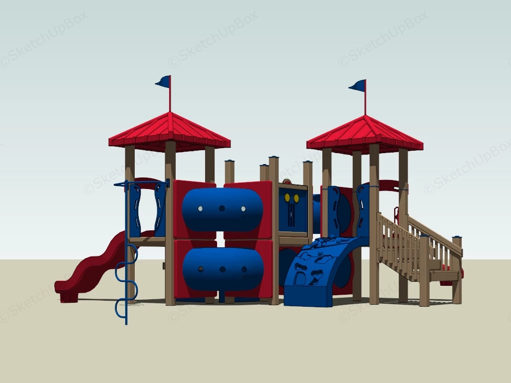 Red And Blue Playground Equipment sketchup model preview - SketchupBox