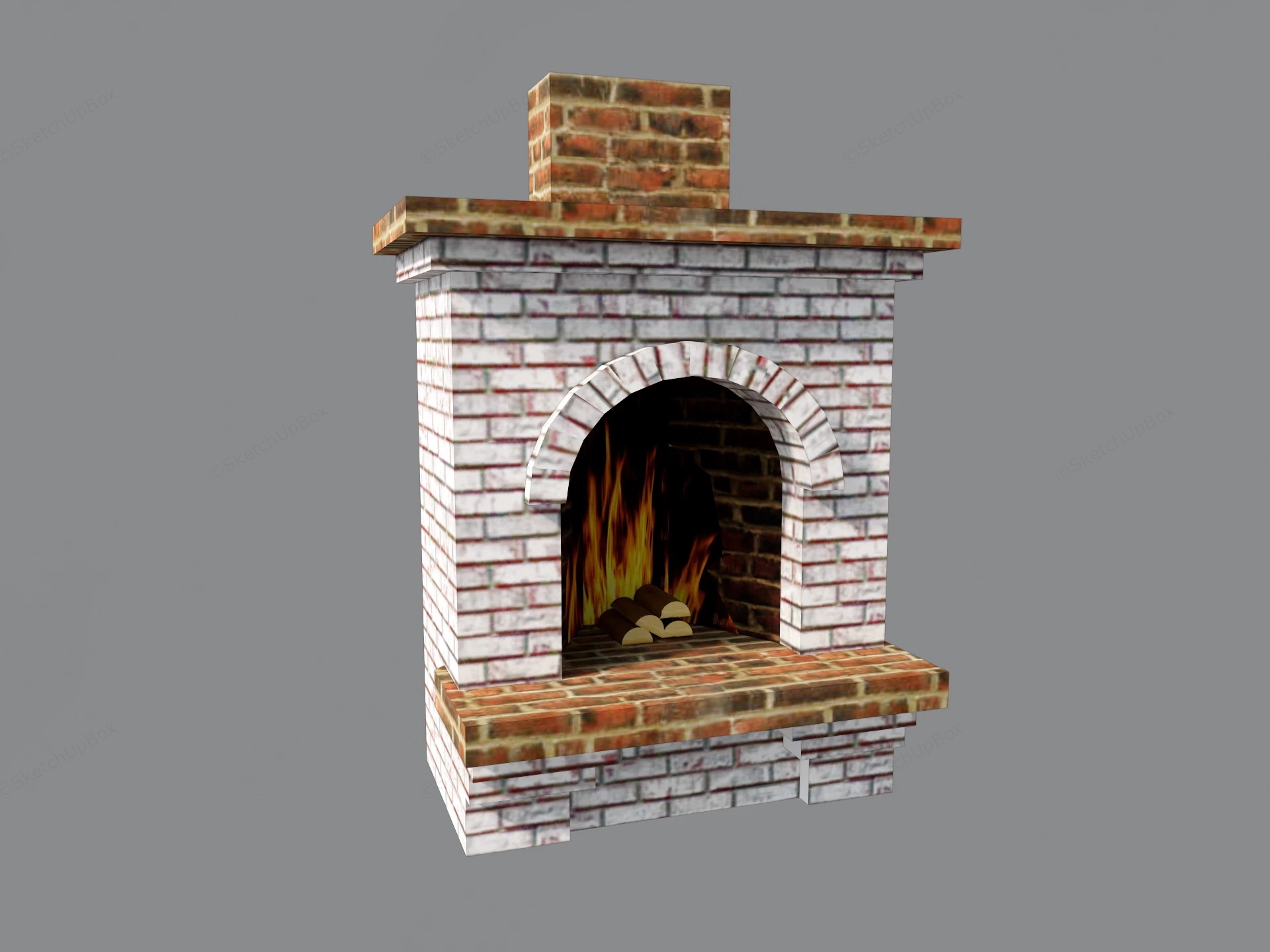 Rustic Brick Fireplace sketchup model preview - SketchupBox