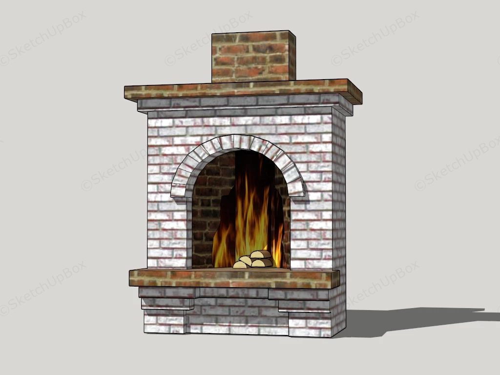 Rustic Brick Fireplace sketchup model preview - SketchupBox