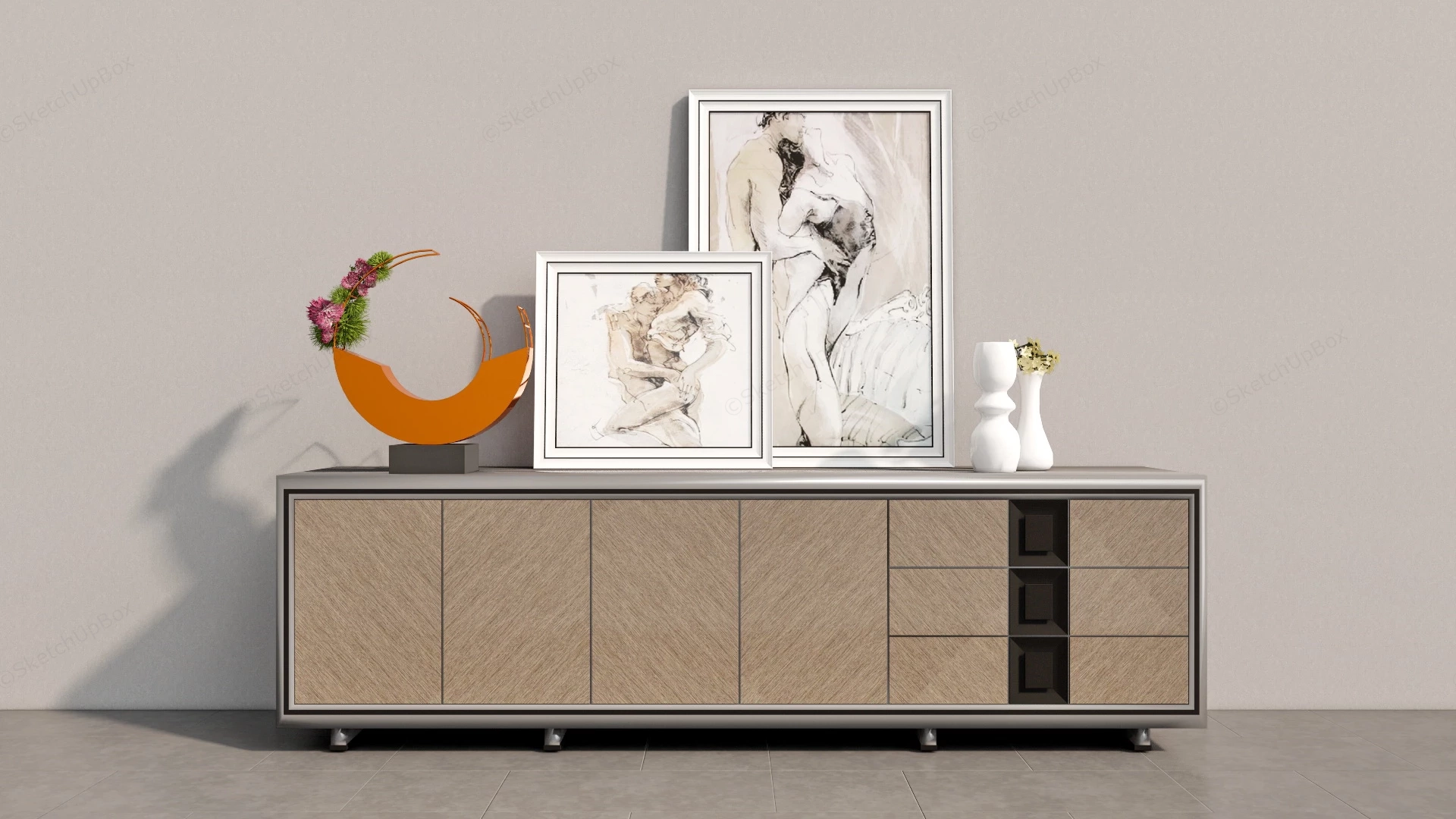 Modern Sideboard Decor Ideas sketchup model preview - SketchupBox
