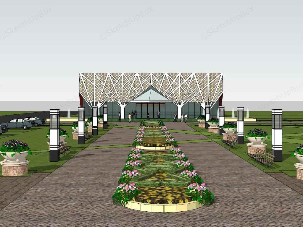 Clubhouse Landscape Design sketchup model preview - SketchupBox