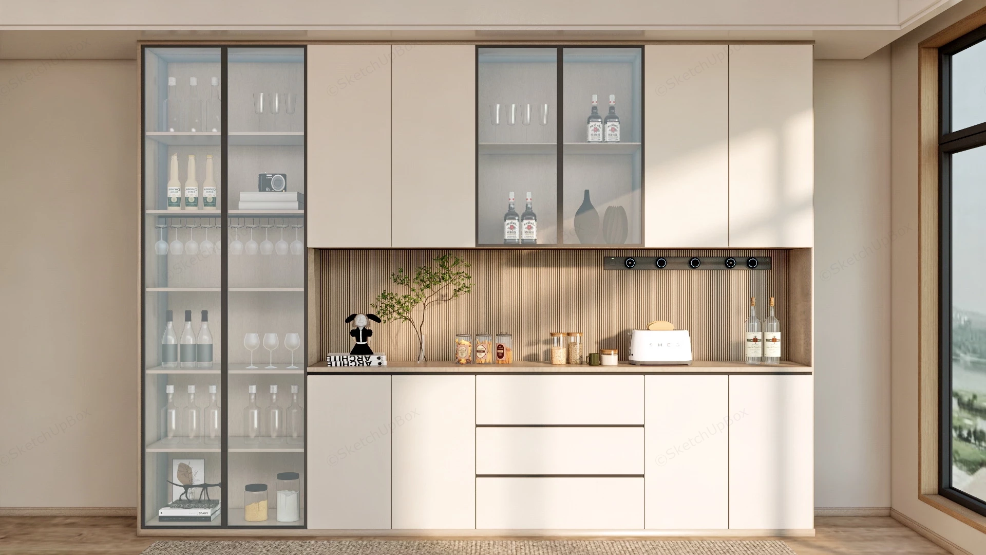 Modern Bar Cabinet sketchup model preview - SketchupBox