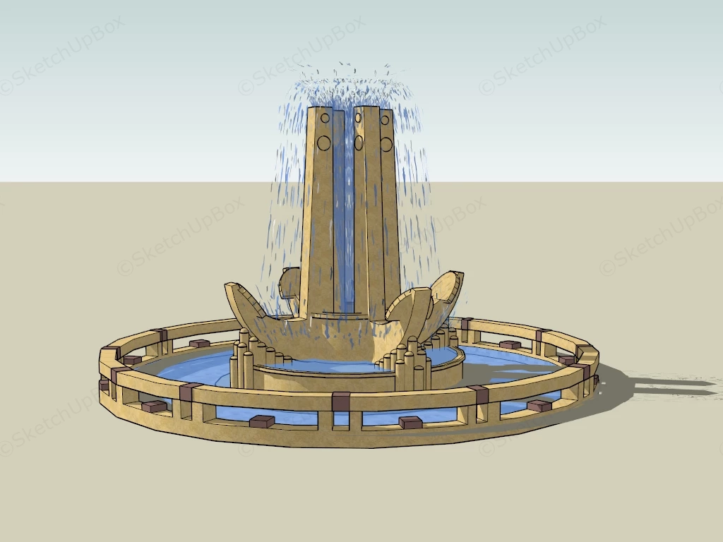 Cast Stone Fountain sketchup model preview - SketchupBox