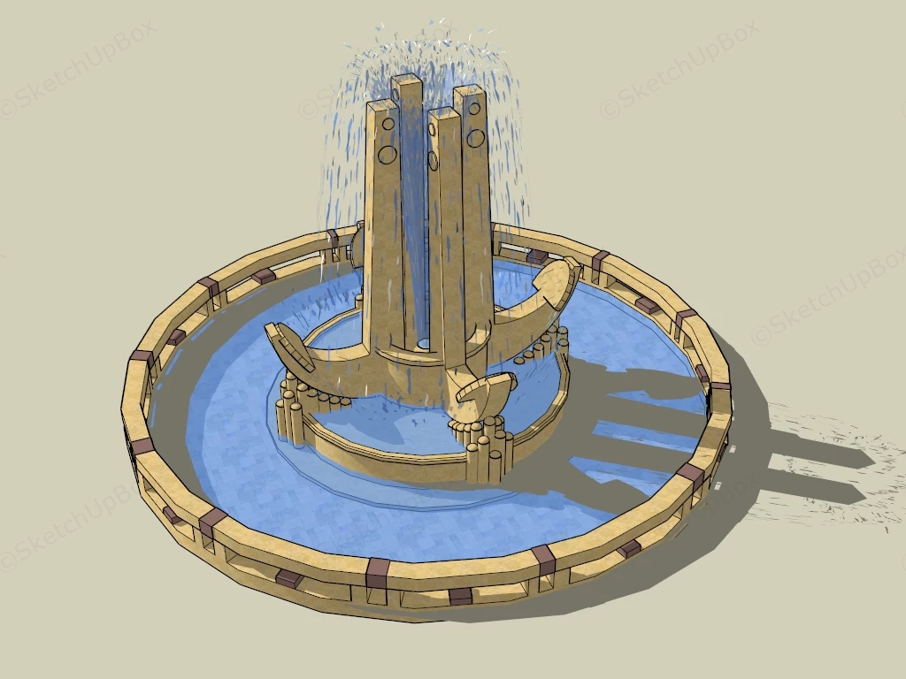Cast Stone Fountain sketchup model preview - SketchupBox