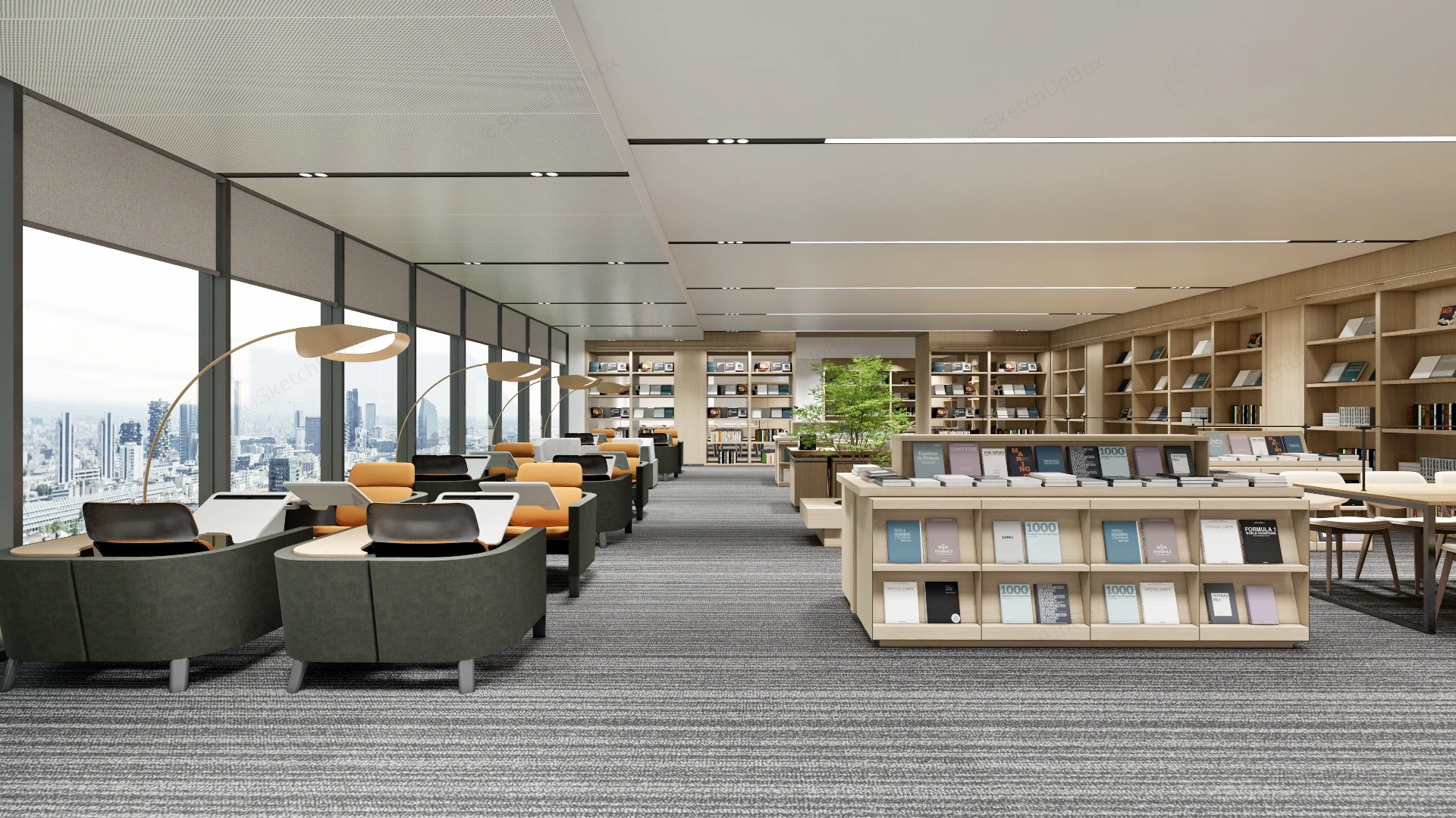 Public Library Reading Room sketchup model preview - SketchupBox