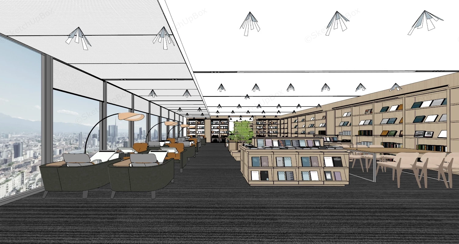 Public Library Reading Room sketchup model preview - SketchupBox