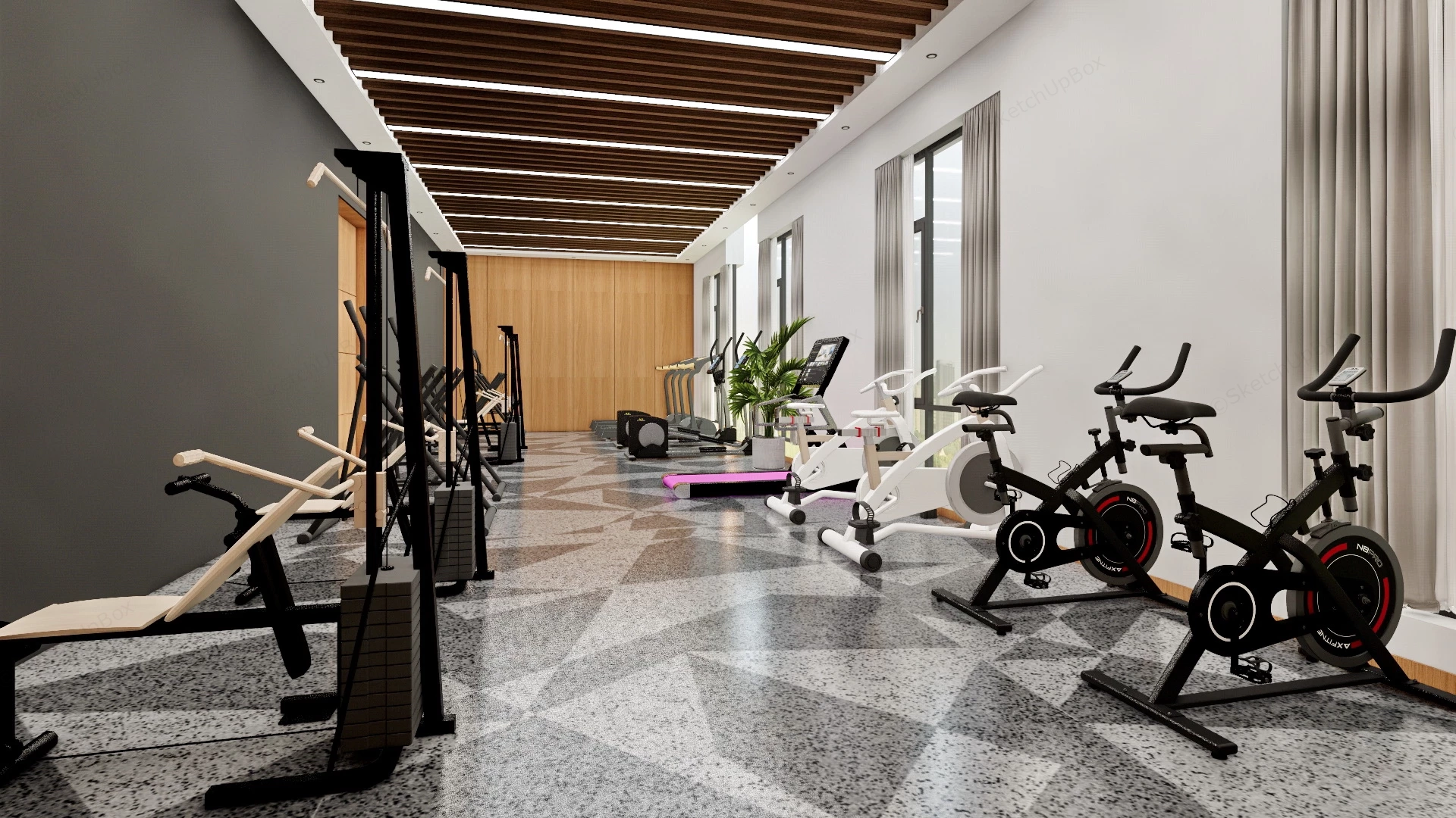 Corporate Office Fitness Gym Design sketchup model preview - SketchupBox