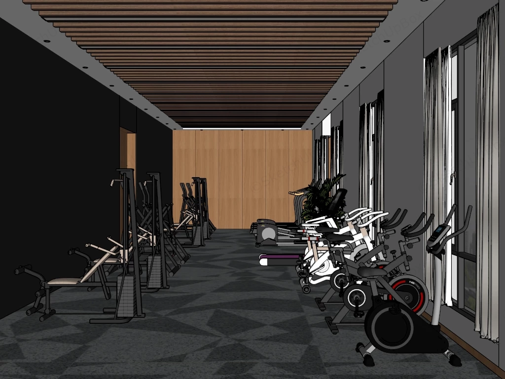 Corporate Office Fitness Gym Design sketchup model preview - SketchupBox