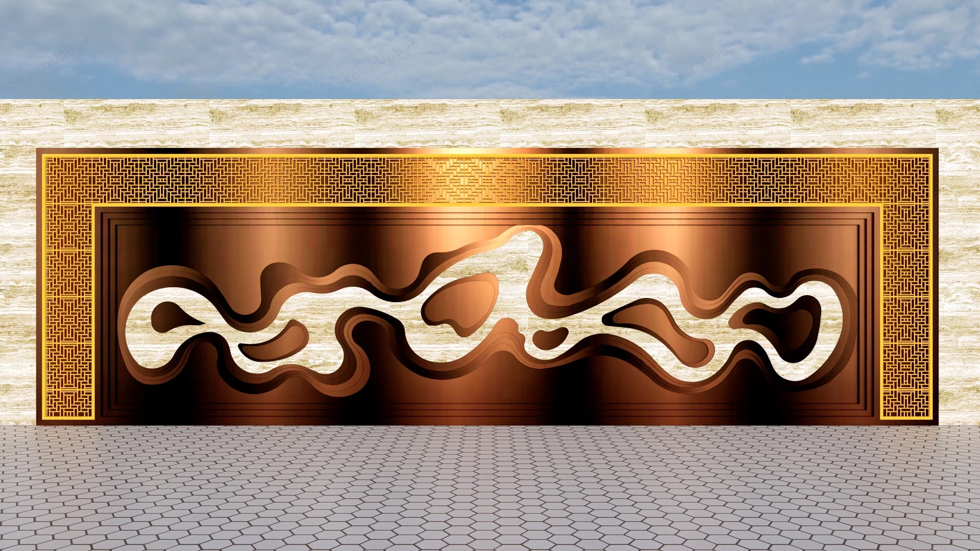 Outdoor Patio Feature Wall sketchup model preview - SketchupBox