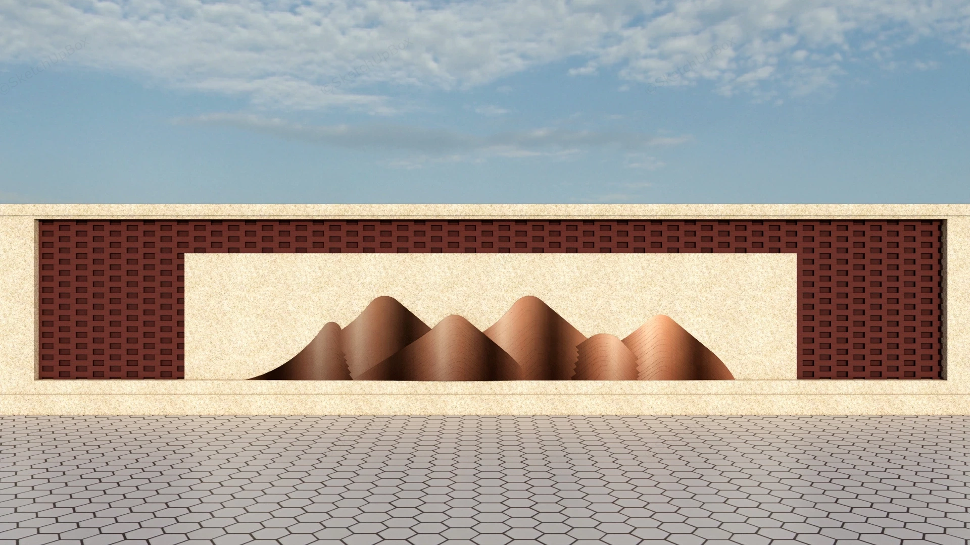 Oriental Style Feature Wall sketchup model preview - SketchupBox