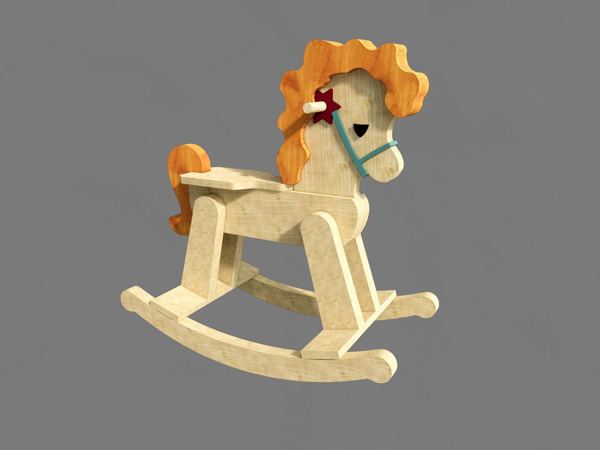 Wood Rocking Horse sketchup model preview - SketchupBox