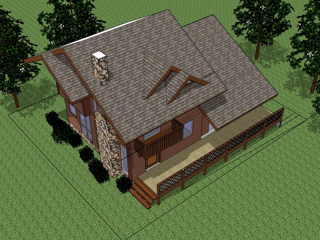 Wooden Country House sketchup model preview - SketchupBox