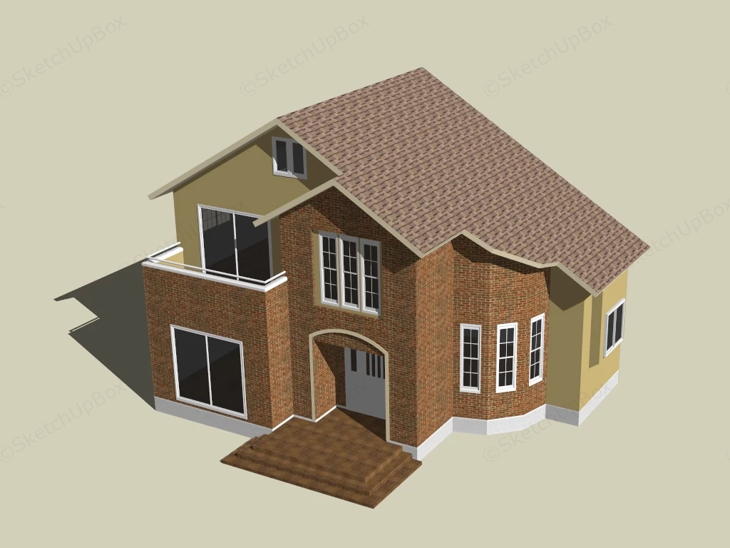 Small Red Brick House sketchup model preview - SketchupBox