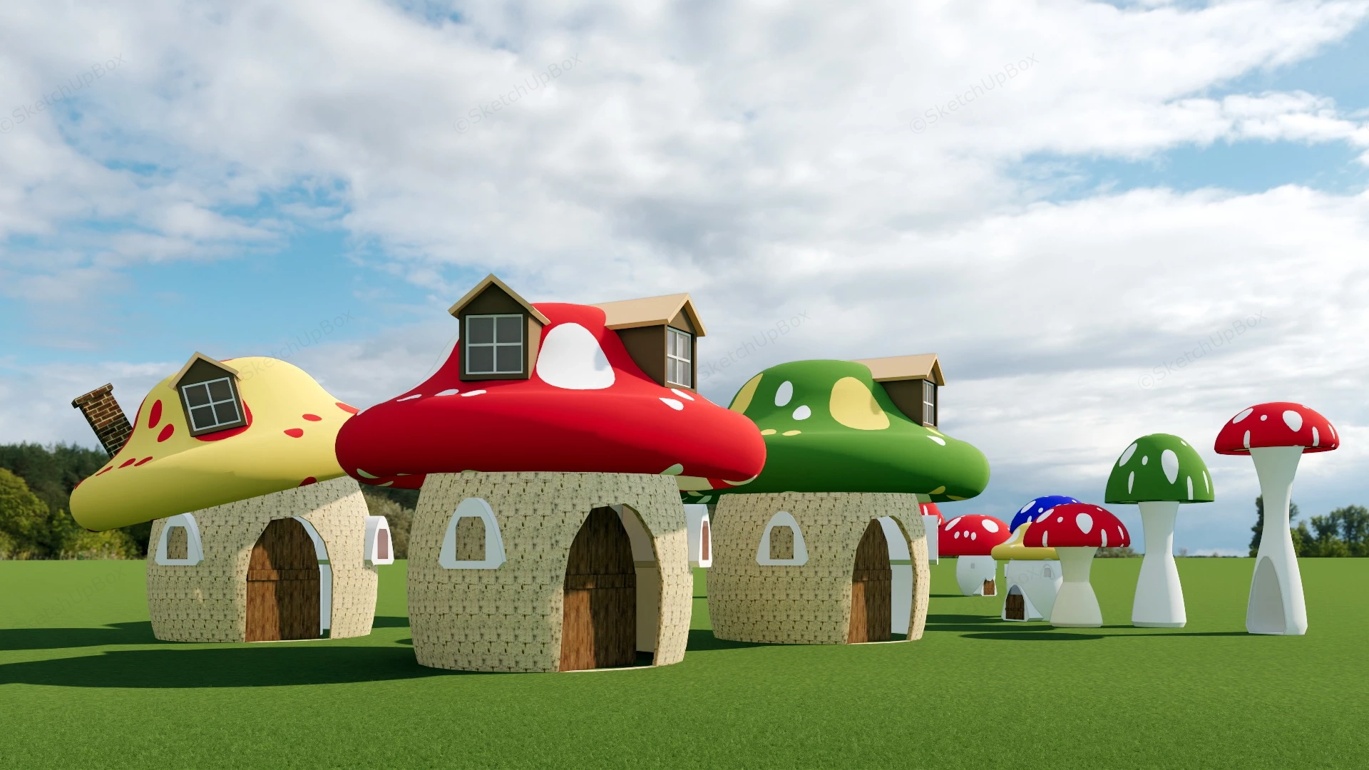 Mushroom House sketchup model preview - SketchupBox