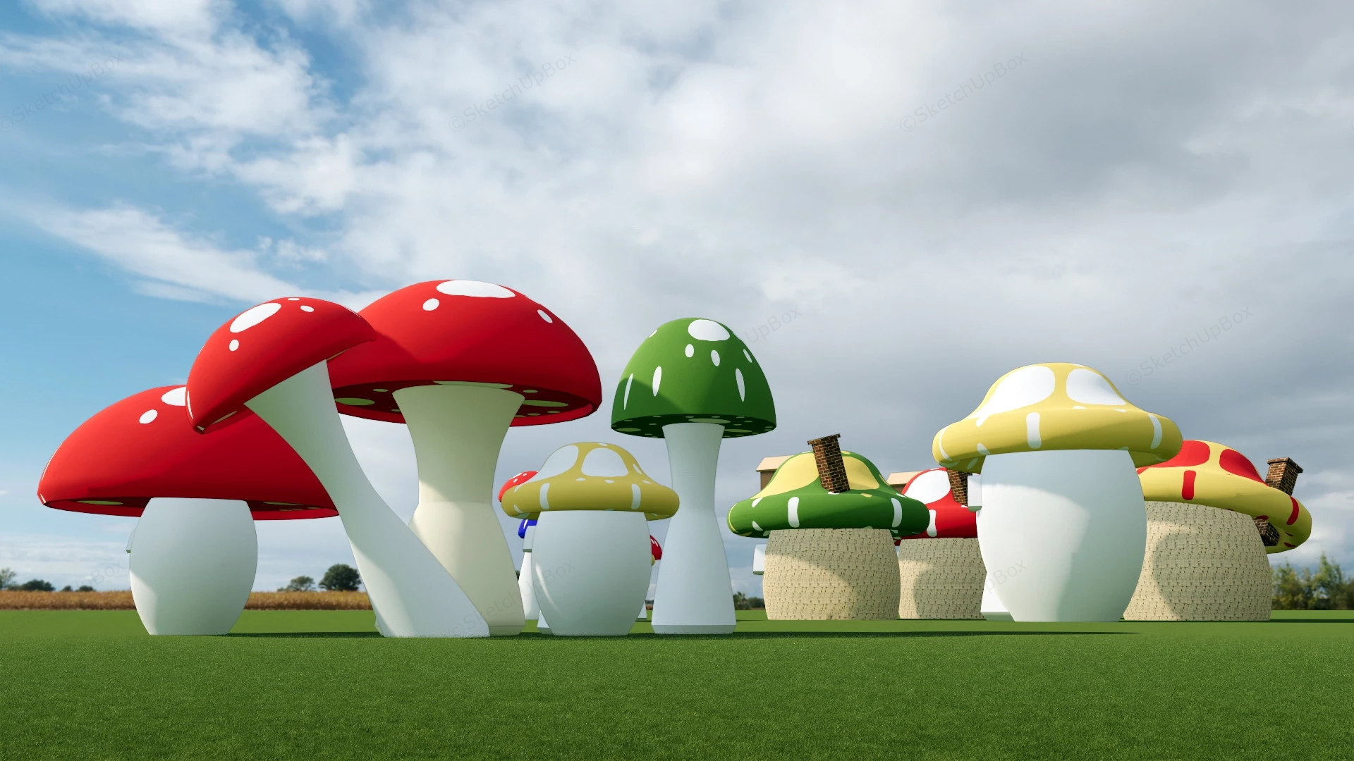 Mushroom House sketchup model preview - SketchupBox