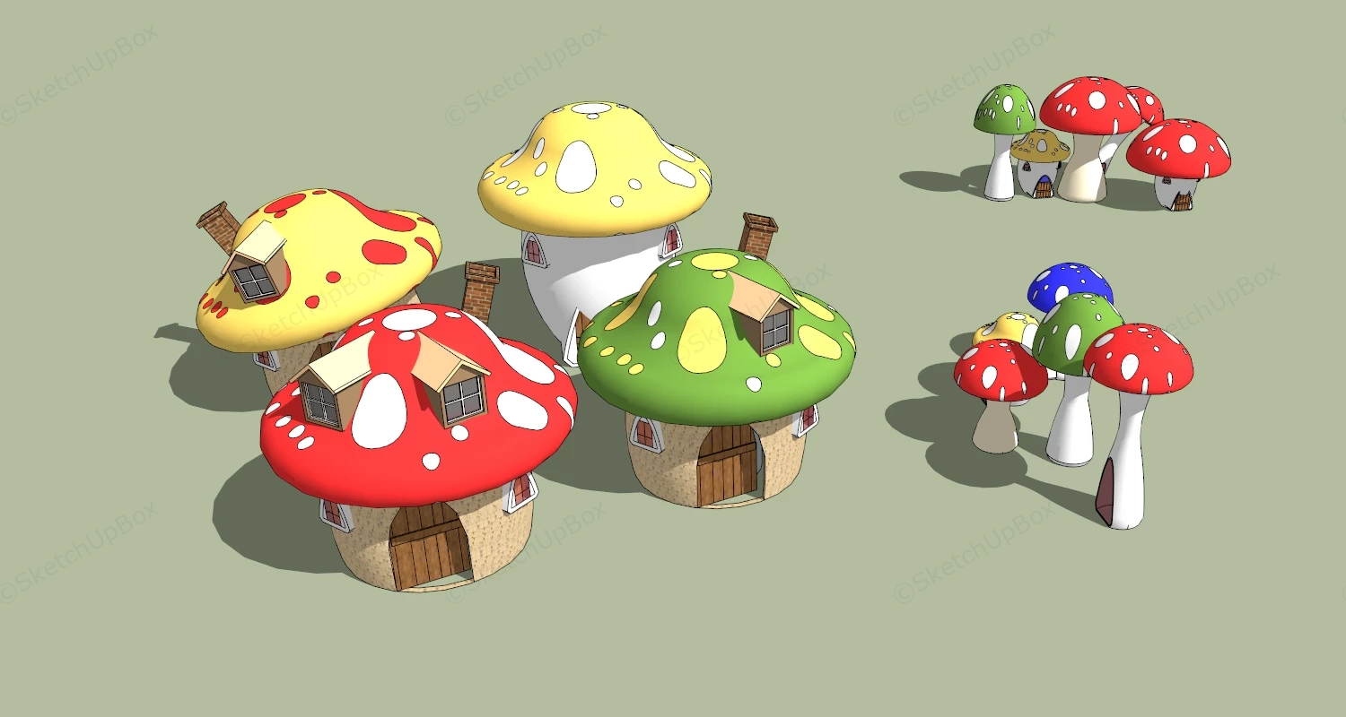 Mushroom House sketchup model preview - SketchupBox