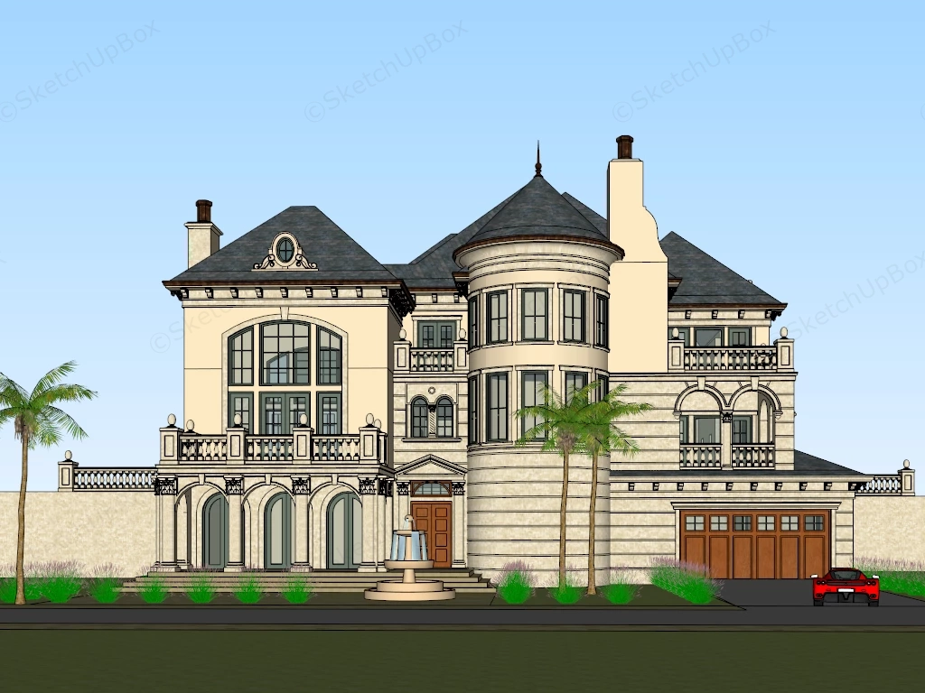 French Mansion Architecture sketchup model preview - SketchupBox
