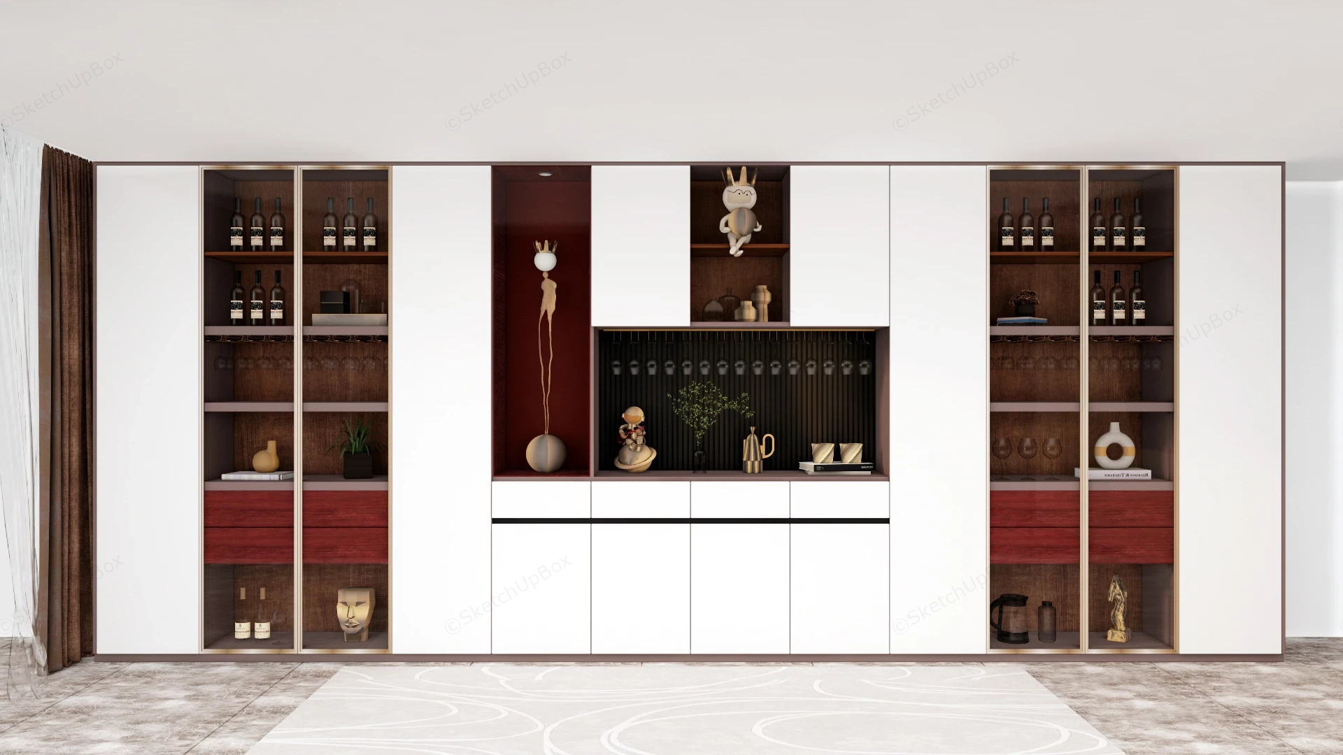 Home Wall Bar Cabinet Design sketchup model preview - SketchupBox