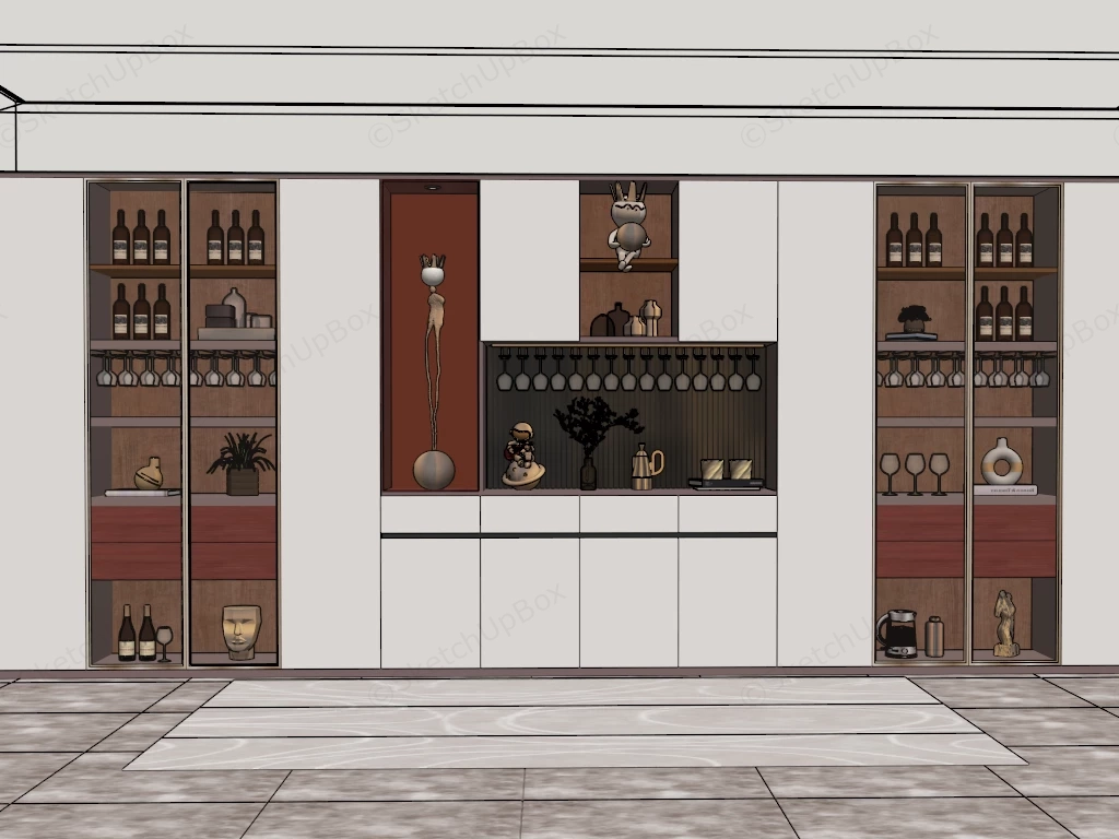 Home Wall Bar Cabinet Design sketchup model preview - SketchupBox