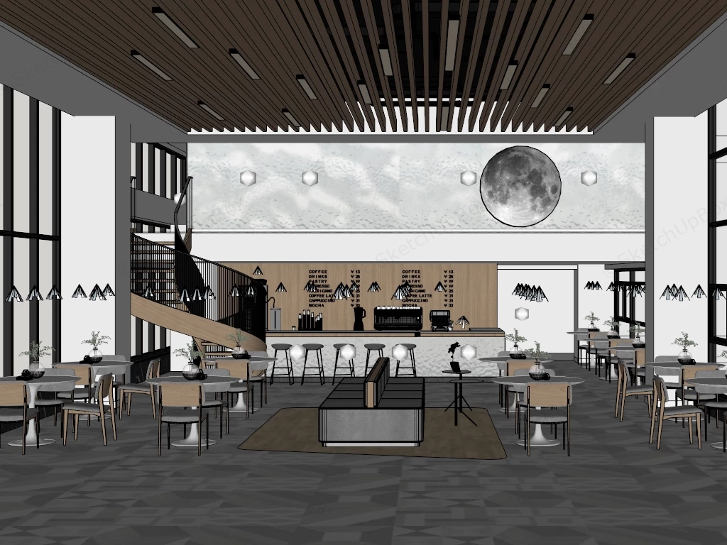 Moon Cafe Interior sketchup model preview - SketchupBox