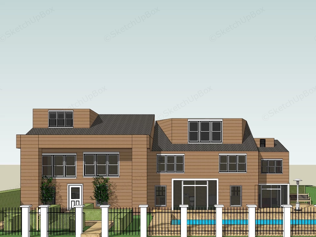 House With Pool And Garden sketchup model preview - SketchupBox