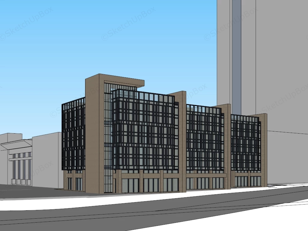 Modern Business Hotel Building sketchup model preview - SketchupBox