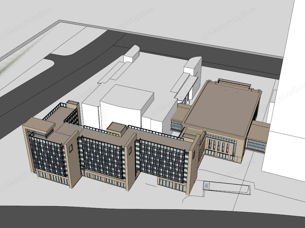 Modern Business Hotel Building sketchup model preview - SketchupBox
