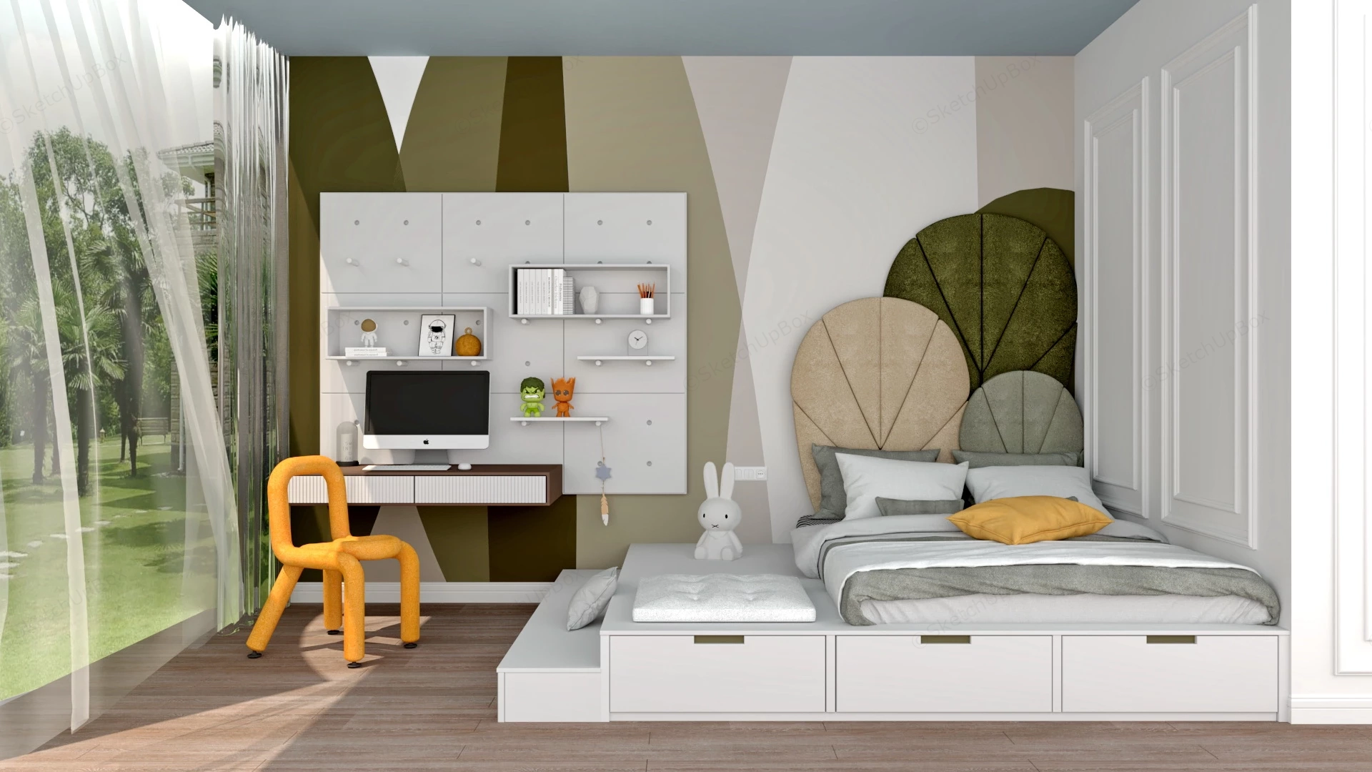 Teen Boy Bedroom Idea sketchup model preview - SketchupBox