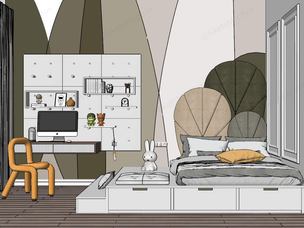 Teen Boy Bedroom Idea sketchup model preview - SketchupBox