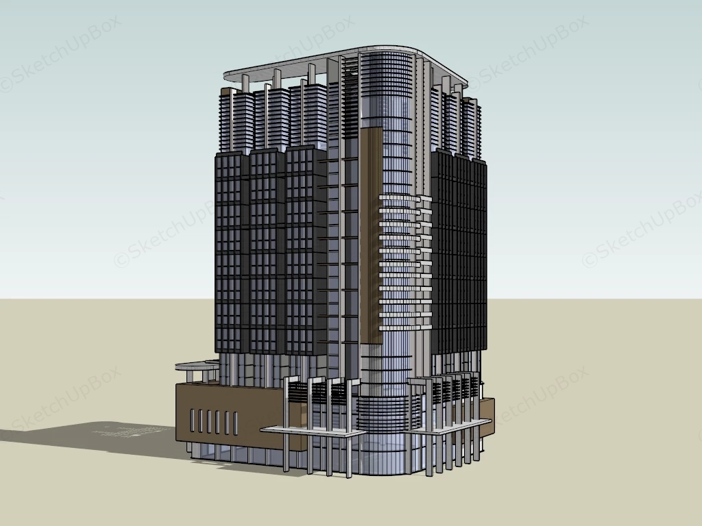 Modern Corner Office Building sketchup model preview - SketchupBox