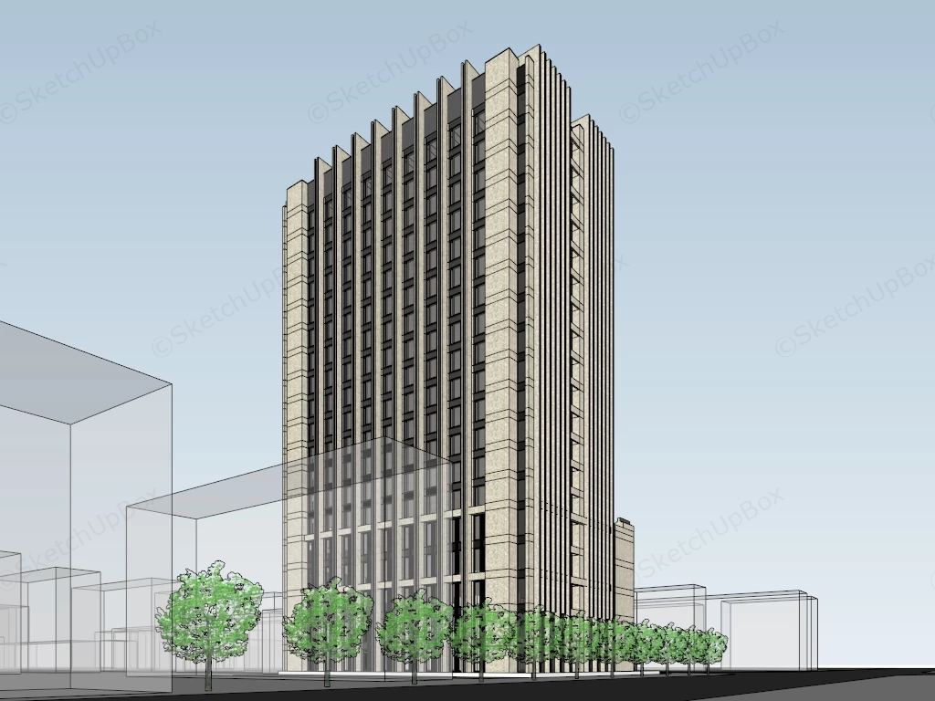 High Rise Hotel Building sketchup model preview - SketchupBox