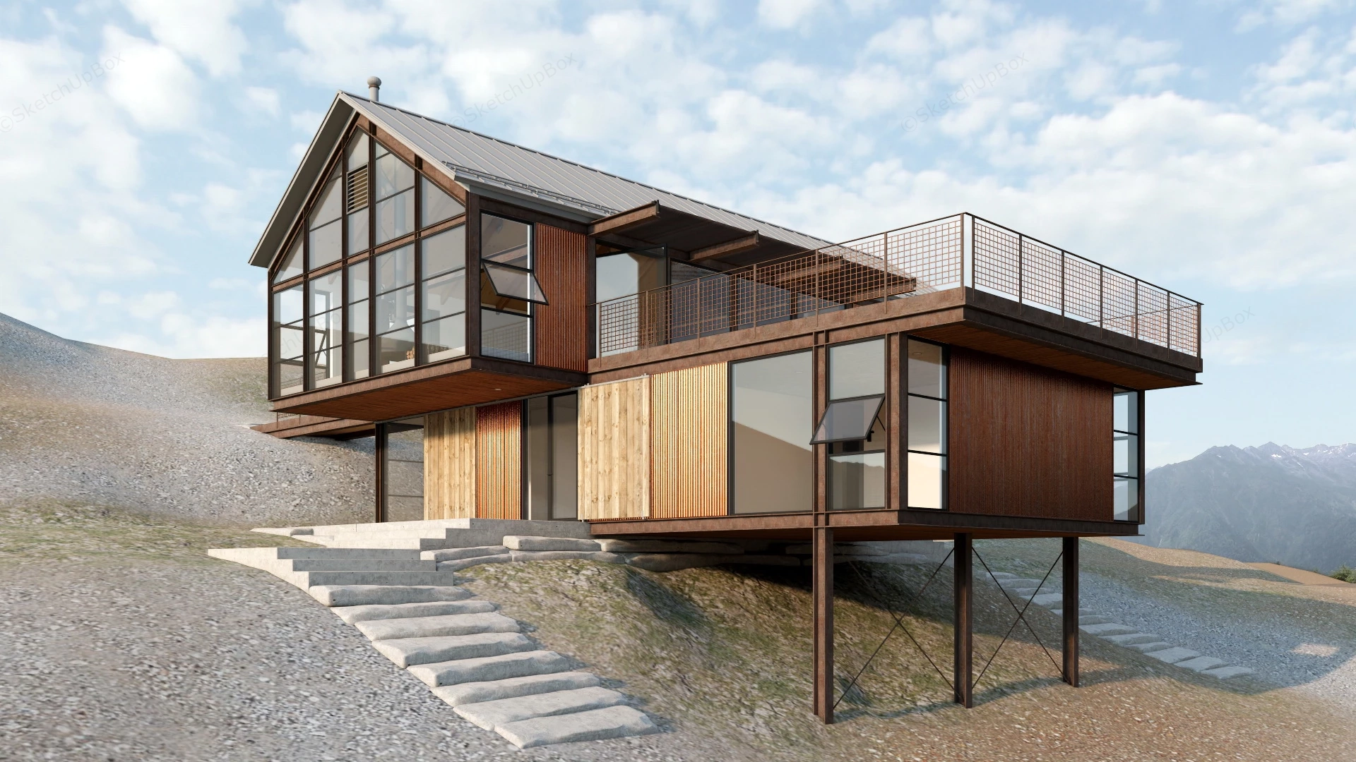 Mountain Vacation Home sketchup model preview - SketchupBox