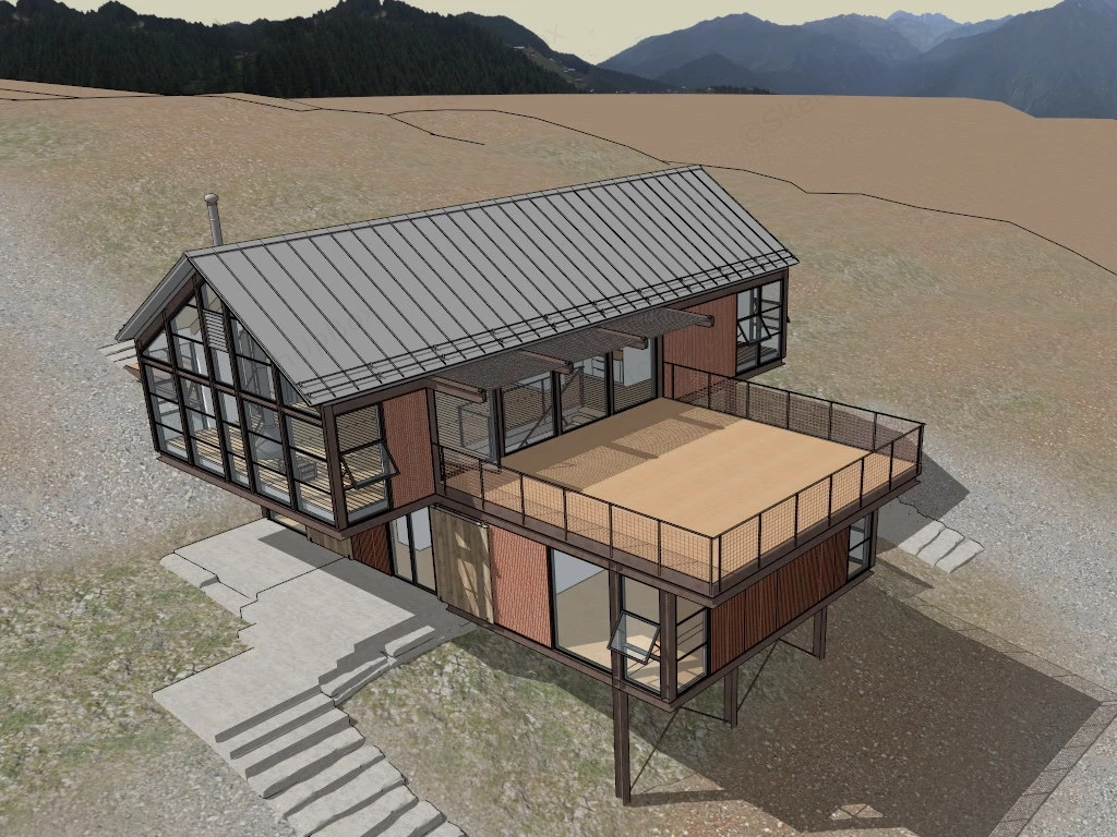 Mountain Vacation Home sketchup model preview - SketchupBox