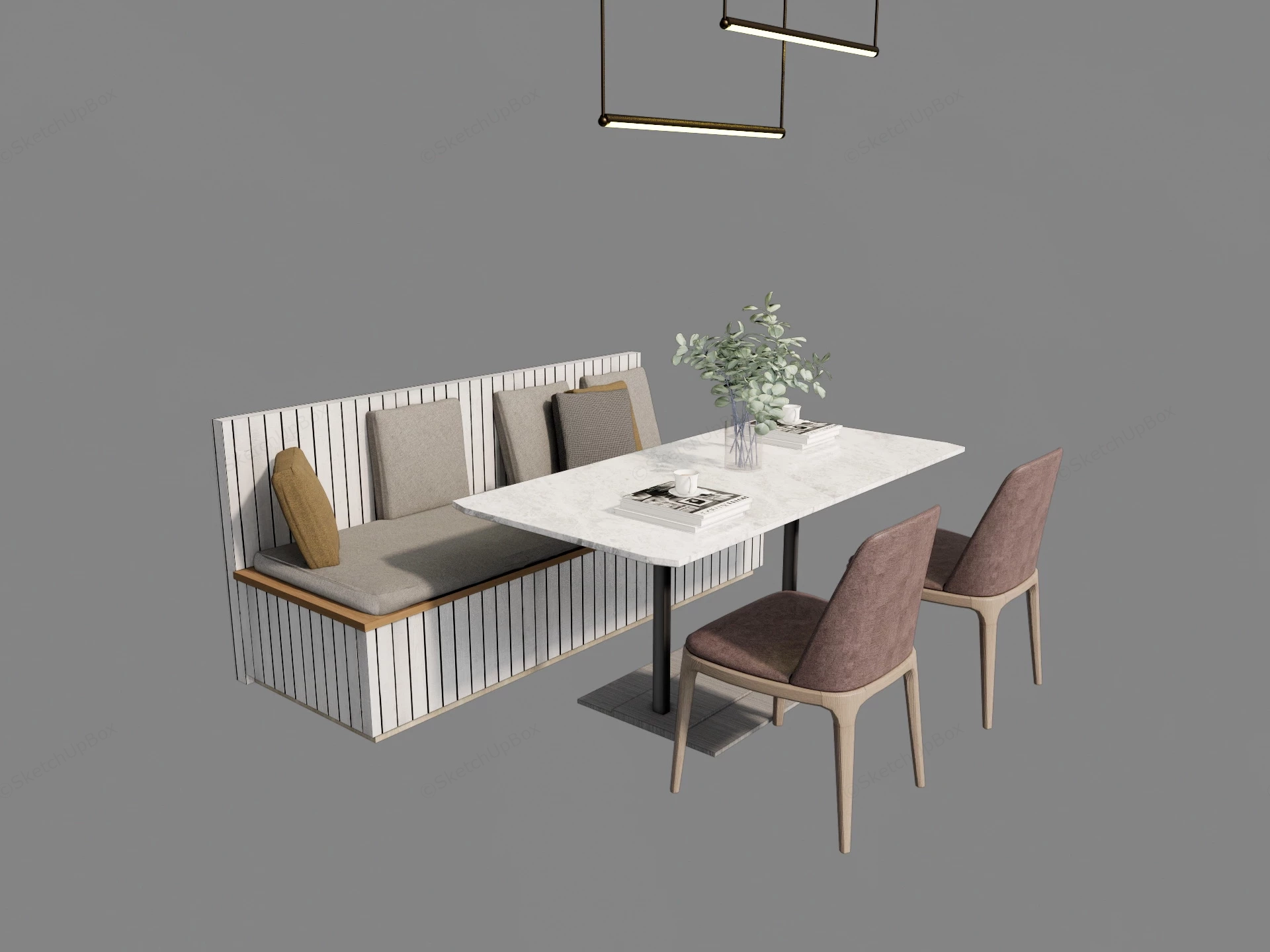 Booth Dining Set sketchup model preview - SketchupBox